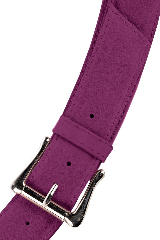 Mulberry purple women's dress belt, matching pumps and bags. Made to measure. Top view - Florence KOOIJMAN